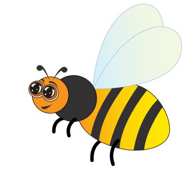 Şirin Arı karakter karikatür tarzı, beyaz arka plan üzerinde izole