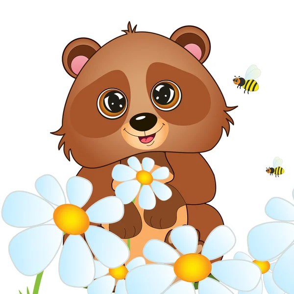 Ours et une abeille, illustration vectorielle — Image vectorielle