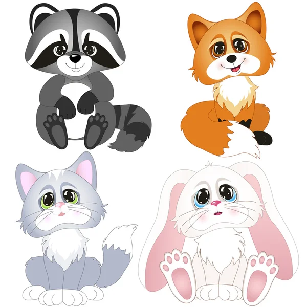 Animales de bebé establecidos en formato vectorial — Vector de stock