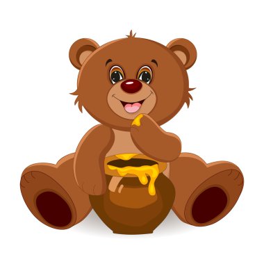 sevimli ayı bal - vektör