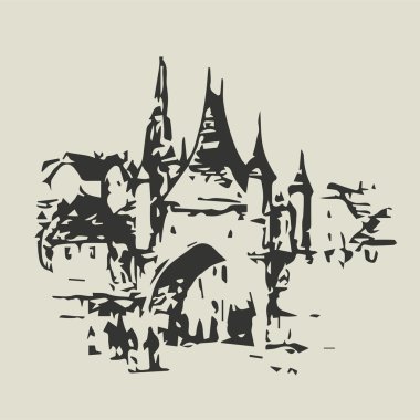 Vektör çizimi eski şehir - illüstrasyon