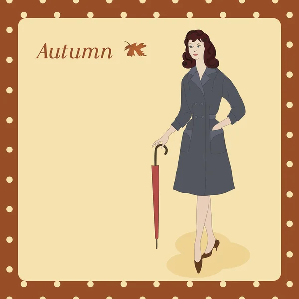 Autumn lady - Illustration — Stock Vector