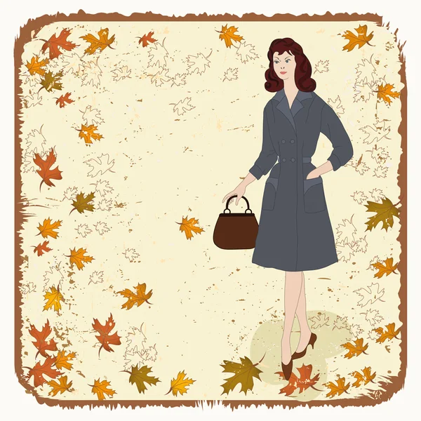 Autumn lady - Illustration - Stok Vektor