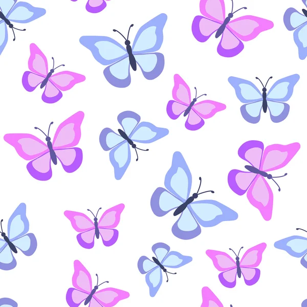 Patrón sin costuras con mariposas. Ilustración vectorial. — Vector de stock