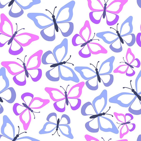 Patrón sin costuras con mariposas. Ilustración vectorial. — Vector de stock