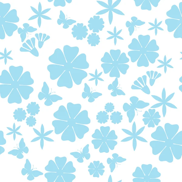 Seamless pattern with flowers and butterflies. Vector illustration. — Stock Vector