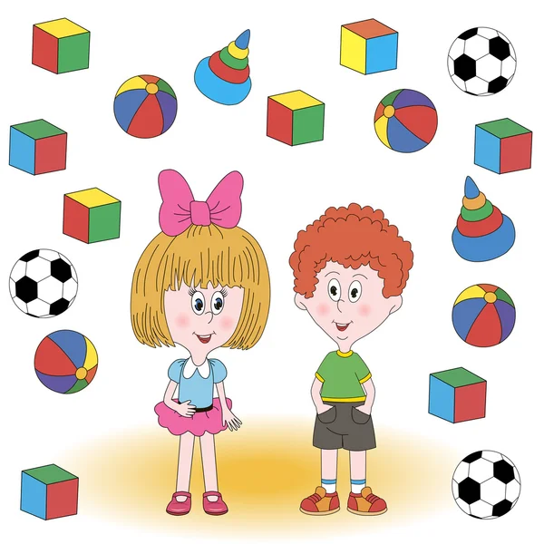 Children with toys — Stock Vector