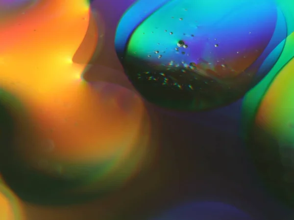 Cores Abstratas Rainbow Drops Reflexos Macro Fundo Borrão — Fotografia de Stock