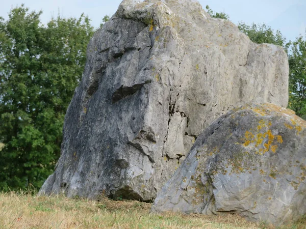 Mooie Natuursteen Met Een Leeuwengezicht Iets Dergelijks Zonder Beeldhouwwerk — Stockfoto