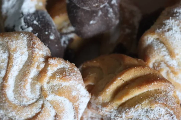 Läckra Choklad Socker Cookies Olika Former Och Smaker — Stockfoto