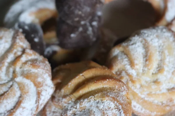 Läckra Choklad Socker Cookies Olika Former Och Smaker — Stockfoto