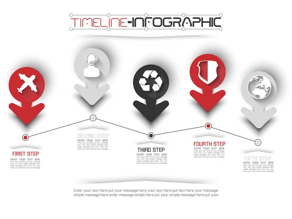 Tidslinjen Infographic New Style 9 röd — Stock vektor