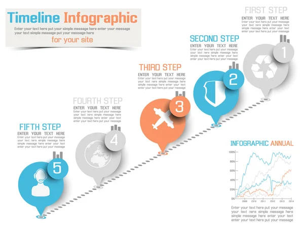 टाइमलाइन इन्फोग्राफिक न्यू स्टाइल 2 ब्लू — स्टॉक वेक्टर