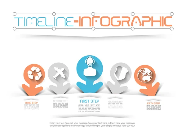 Zaman çizelgesi Infographic yeni stil 11 mavi — Stok Vektör