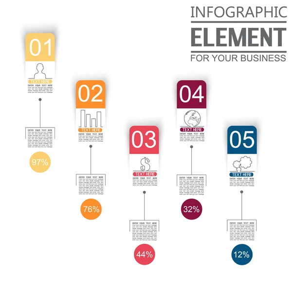 Infographic şablon geometrik şekil beş seçenekleri üçüncü baskı için öğe — Stok Vektör