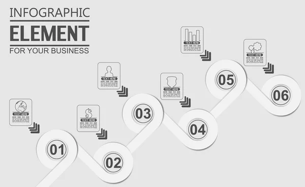 ELEMENTO PARA O MODELO INFOGRÁFICO DA FIGURA GEOMÉTRICA SOBRE A APLICAÇÃO DOS CIRCULOS SIXA EDIÇÃO BRANCO — Vetor de Stock