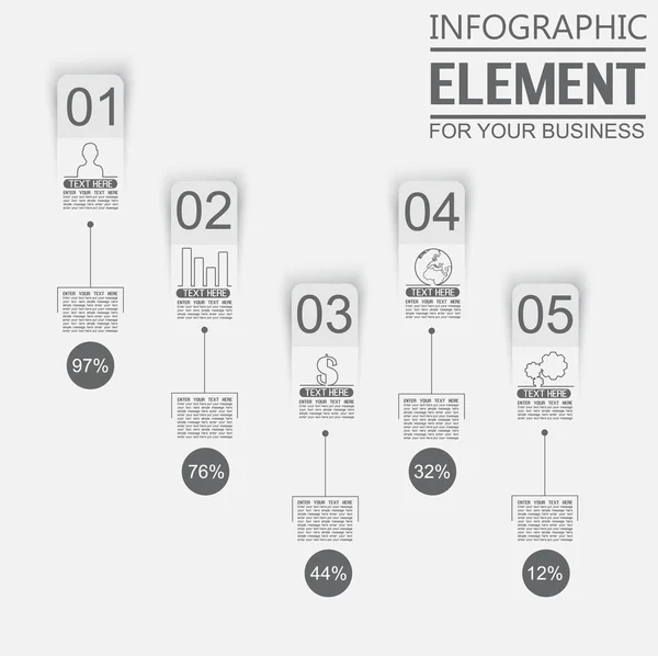 ELEMENT FOR INFOGRAPHIC TEMPLATE GEOMETRIC FIGURE FIVE OPTIONS THIRD EDITION WHITE — Stock Vector