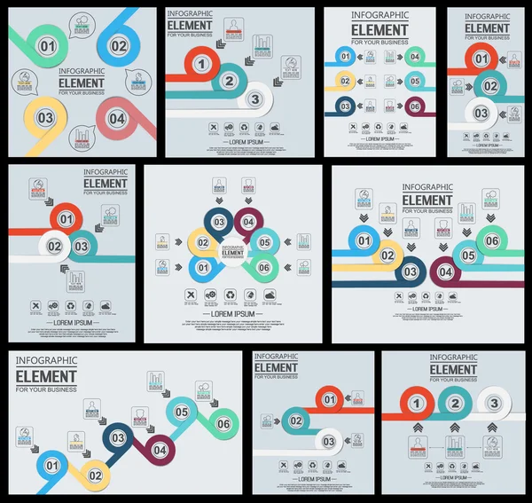 图表模板几何图重叠圆形的元素的集合 — 图库矢量图片