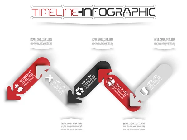 Tijdlijn Infographic nieuwe stijl 15 rood — Stockvector