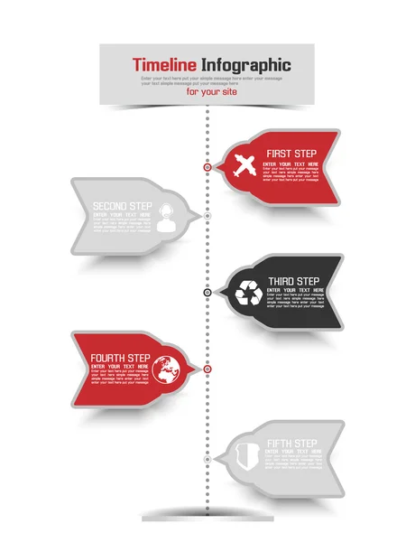 Timeline Infografik neuen Stil 3 rot — Stockvektor