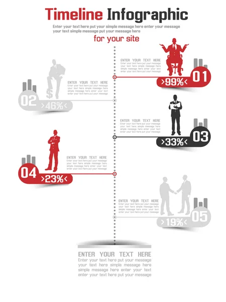 Timeline Infografik neuen Stil 5 rot — Stockvektor