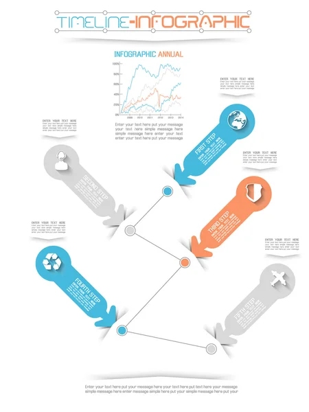 Tijdlijn Infographic nieuwe stijl 18 blauw — Stockvector