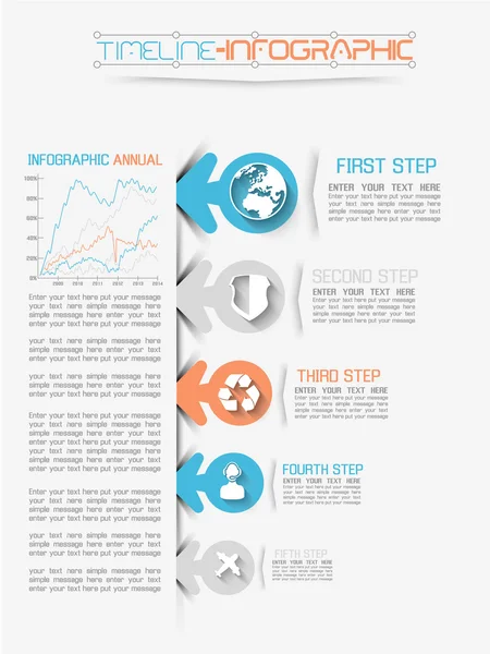 टाइमलाइन इन्फोग्राफिक न्यू स्टाइल 13 ब्लू — स्टॉक वेक्टर
