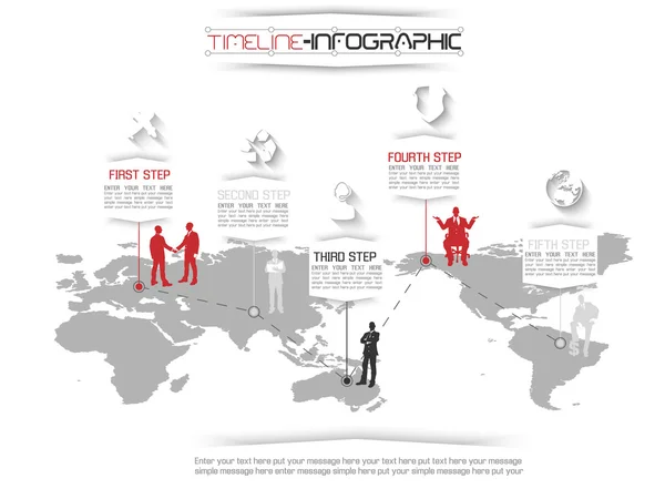 Zaman çizelgesi Infographic yeni stil 17 kırmızı — Stok Vektör