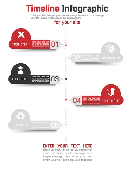 Tidslinjen Infographic New Style 4 röd — Stock vektor