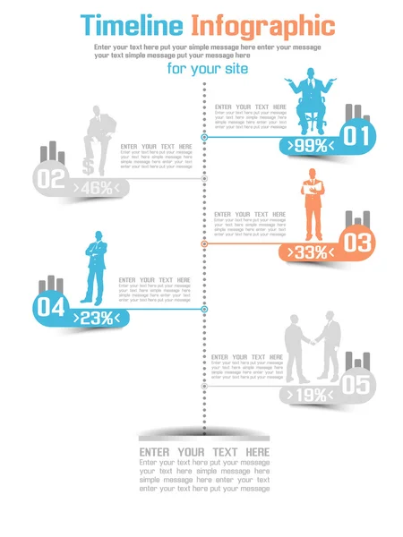 Zaman çizelgesi Infographic yeni stil 5 mavi — Stok Vektör