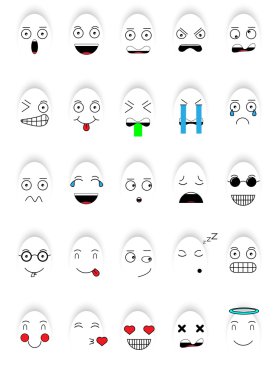 SET OF EMOTIONS SET OF EMOJI SMILE ICONS SMILE WHITE GHOST ICON clipart