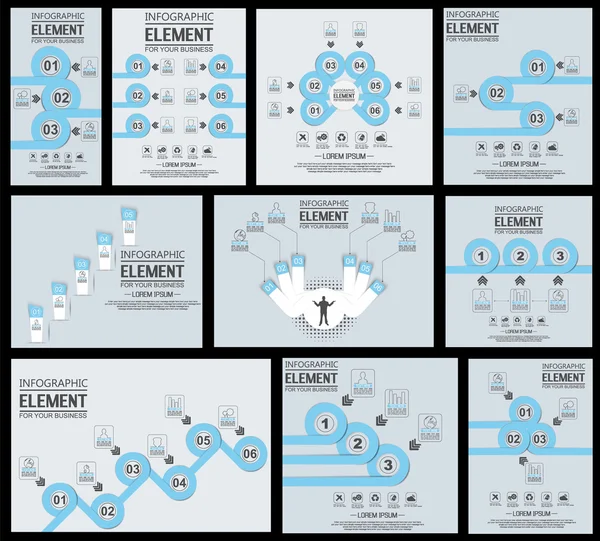 Collectie van Element voor geometrische figuur Infographic sjabloon overlappende cirkels blauw — Stockvector