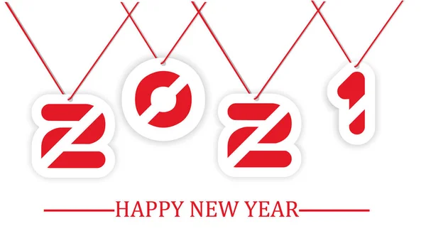 2021 Ευτυχισμένο Νέο Έτος Γράφτηκε Κρέμονται String — Διανυσματικό Αρχείο