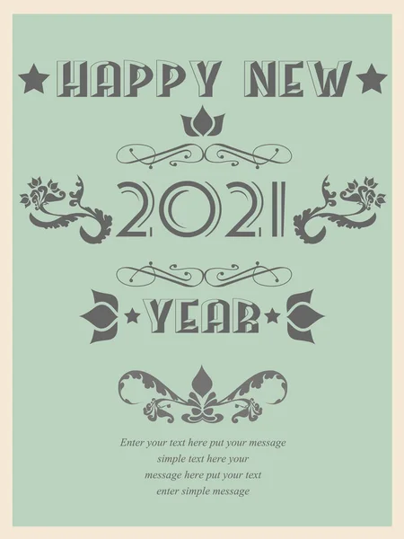 2021 Happy New Years Retro Poster Flayer Vintage — Stockový vektor