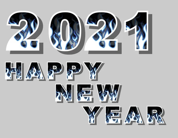 2021 Onnellista Uutta Vuotta Tulen Liekki — vektorikuva