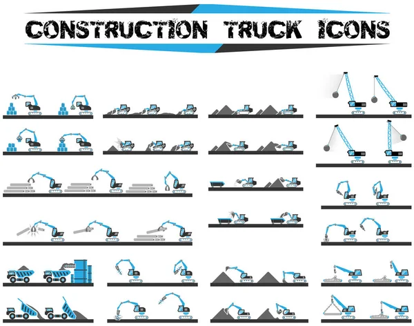 Construction Truck Icons Collection — Stock Vector