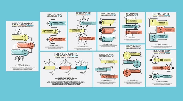 Infografische Collectie Van Drie Eenvoudige Stijl Opties Multicolor — Stockvector