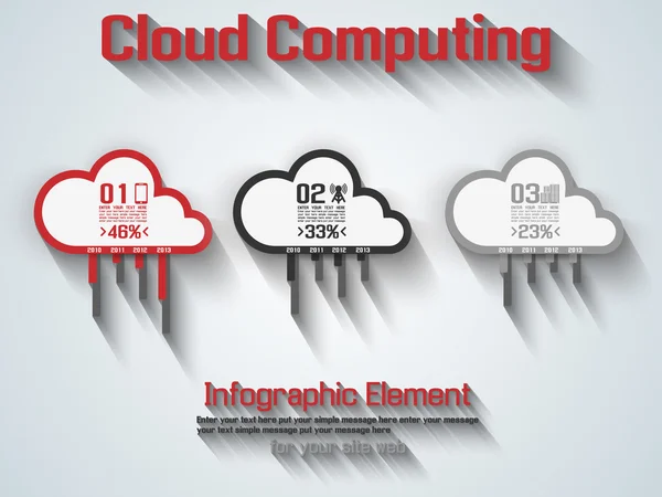 CLOUD COMPUTING FLAT STYLE RED — Stock Vector