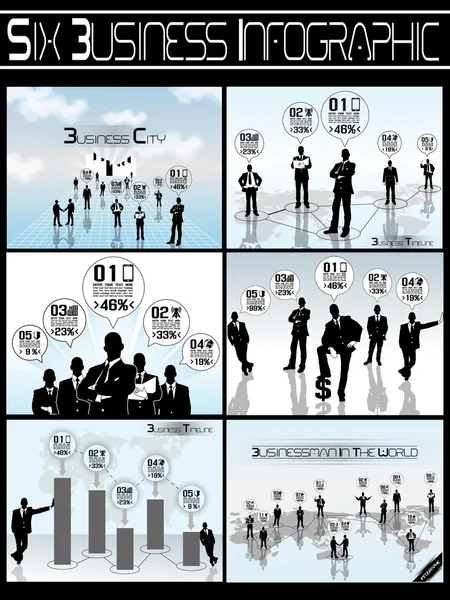 คอลเลกชันของ SIX BUSINESSMAN INFOGRAPHIC — ภาพเวกเตอร์สต็อก