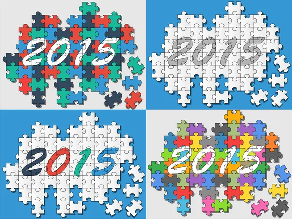 2015 puzzle-gyűjtemény — Stock Vector