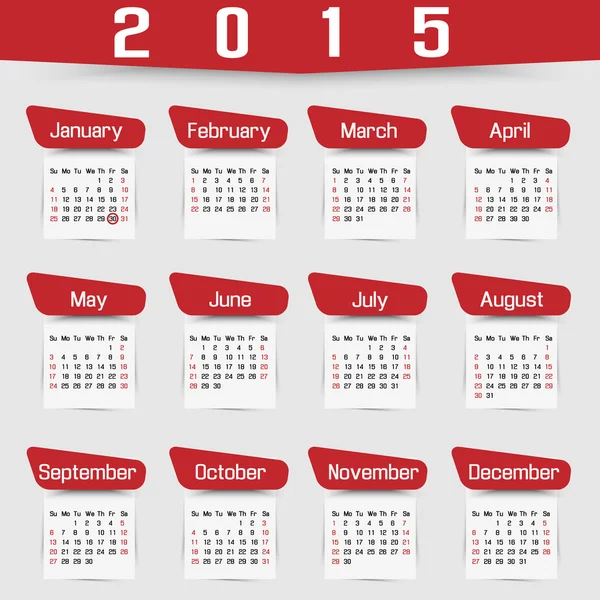 Kalender 2015 fjärde upplagan — Stock vektor