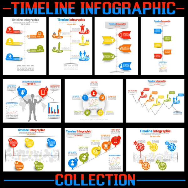 Zaman çizelgesi Infographic yeni stil koleksiyonu — Stok Vektör