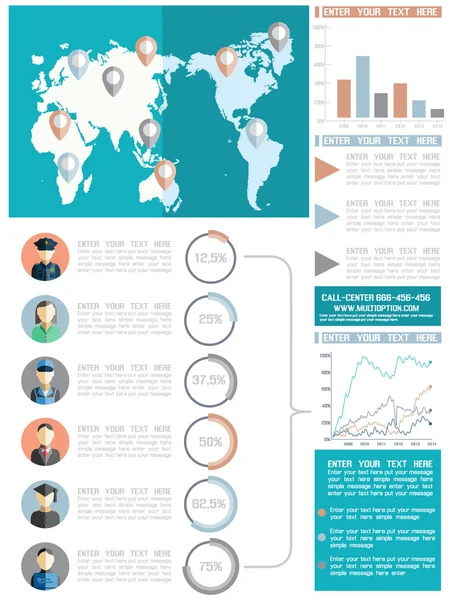 Abstracte zakelijke documenten, folders, Posters en Placsrds, Flat, Business en pictogrammen — Stockvector