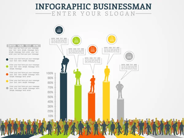 Infografische Geschäftsmann jährliche Wirtschaft dritte Ausgabe — Stockvektor