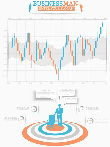 Infographic üzletember Binary opciót kereskedelmi kék — Stock Vector