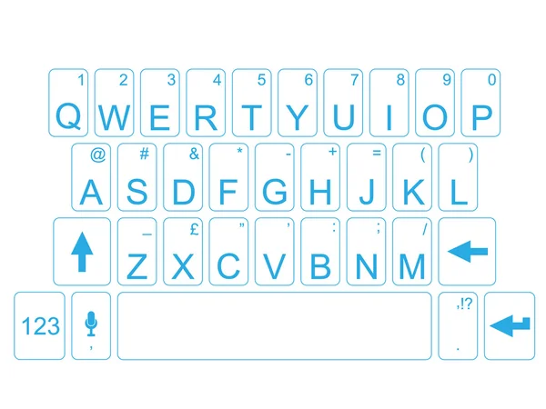 Tastiera qwerty blu — Vettoriale Stock