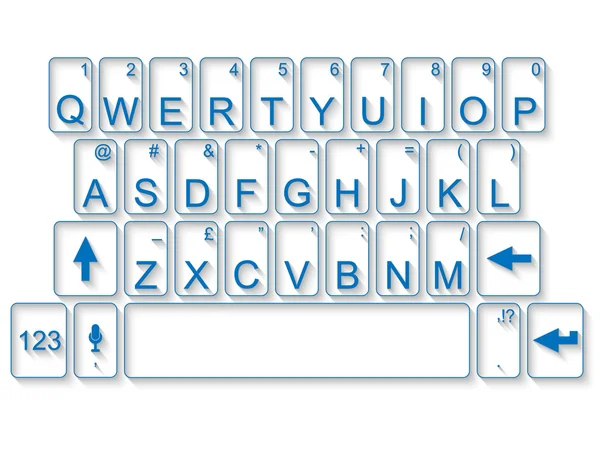 Qwerty klávesnice plochá modrá — Stockový vektor