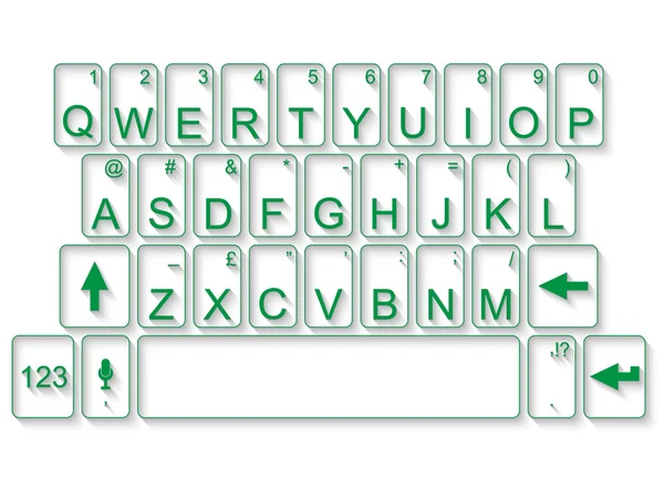 Tastatur qwerty flach grün — Stockvektor
