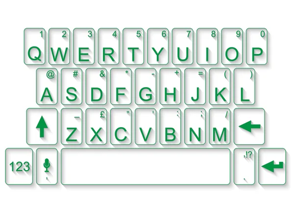 Teclado qwerty plano verde — Archivo Imágenes Vectoriales