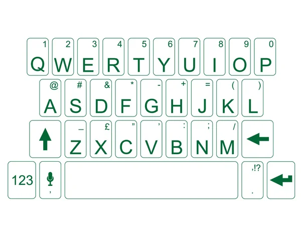 KEYBOARD QWERTY GREEN — Stock Vector